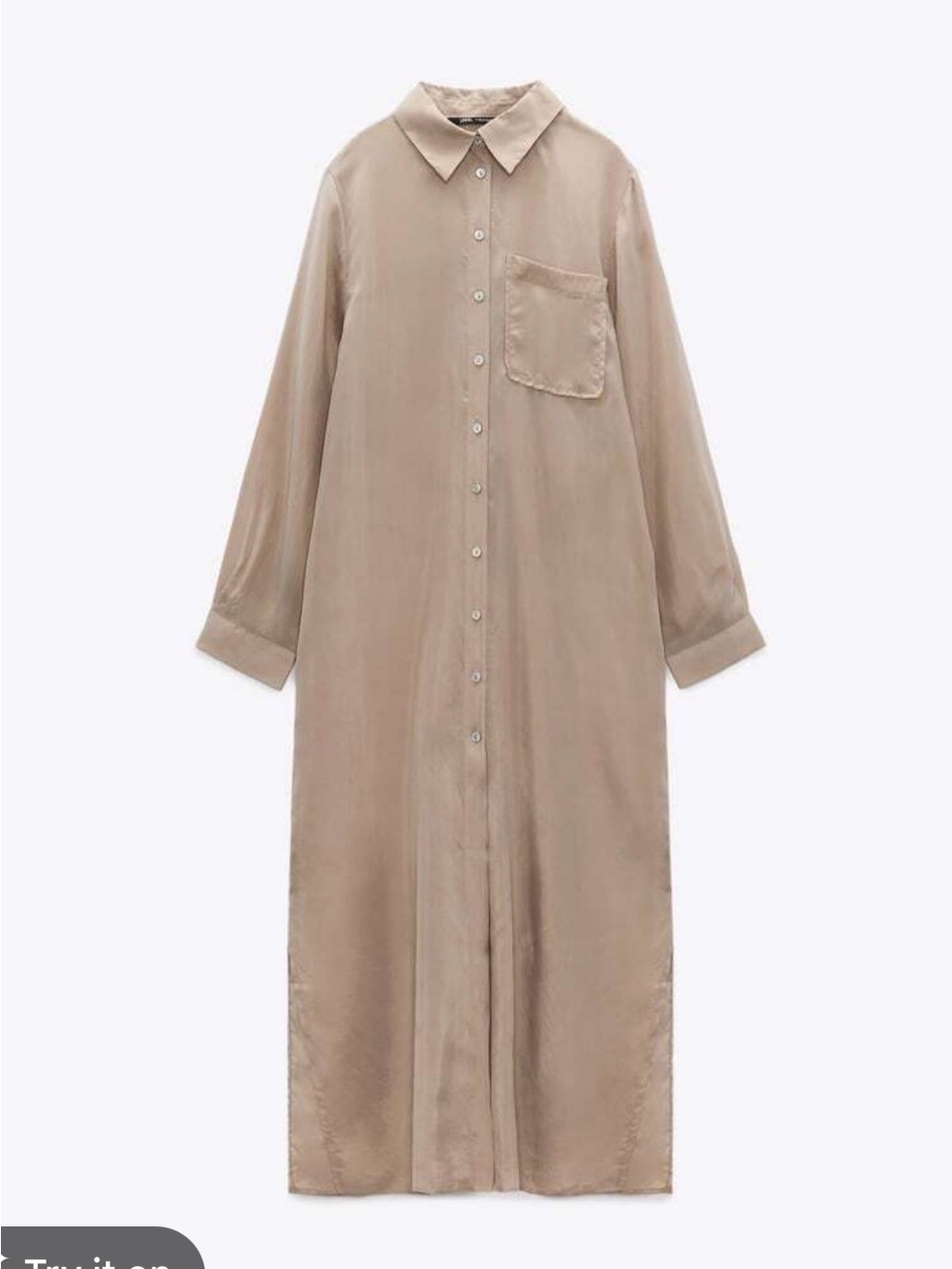 NEW ZARA women’s 100% Cupro oversized button down maxi shirt dress size MEDIUM - Picture 3 of 8